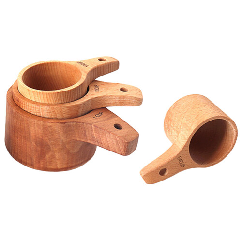 4 Kaffeebohnen Messlöffel Holz Mit Cup