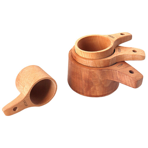 4 Kaffeebohnen Messlöffel Holz Mit Cup 2