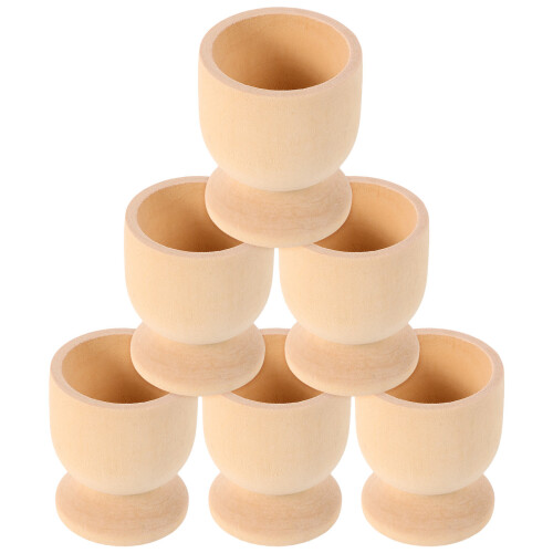 6St Imitations-Ei Holz Tablett Einzelnes Ei-Tablett Beige Holz