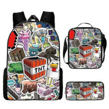 (3pcs, R) KINZON  Primary And Secondary School Schoolbags  Game Peripheral Backpack Three-piece Set