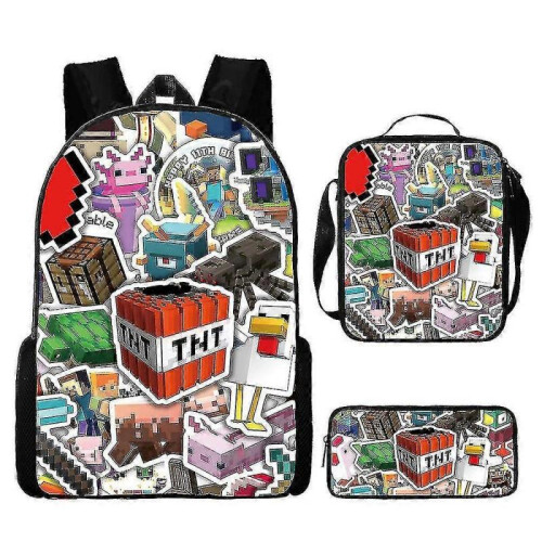 (3pcs, R) KINZON  Primary And Secondary School Schoolbags  Game Peripheral Backpack Three-piece Set
