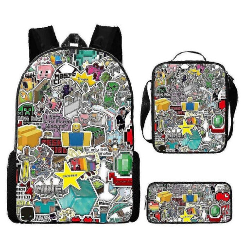 (3pcs,S)KINZON  Primary And Secondary School Schoolbags  Game Peripheral Backpack Three-piece Set