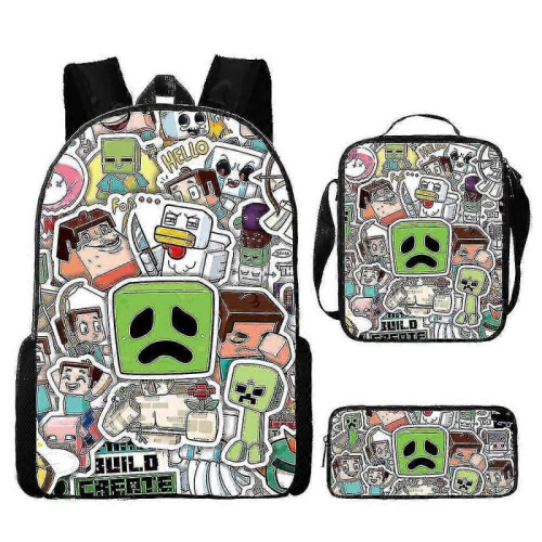 (3pcs, Z) KINZON  Primary And Secondary School Schoolbags  Game Peripheral Backpack Three-piece Set
