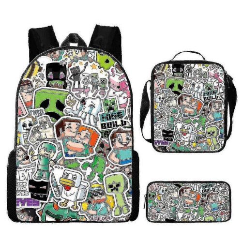 (3pcs, X) KINZON  Primary And Secondary School Schoolbags  Game Peripheral Backpack Three-piece Set