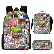 (3pcs, W) KINZON  Primary And Secondary School Schoolbags  Game Peripheral Backpack Three-piece Set