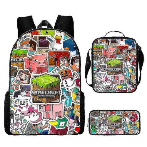 (3pcs,W)KINZON  Primary And Secondary School Schoolbags  Game Peripheral Backpack Three-piece Set