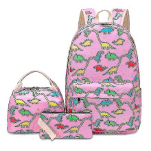 (Pink)KINZON 3pcs/set School Backpack Nylon Daypack Schoolbag Bookbag Lunch Bag Pencil Case
