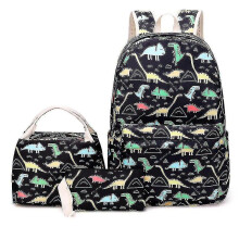 (Black)KINZON 3pcs/set School Backpack Nylon Daypack Schoolbag Bookbag Lunch Bag Pencil Case