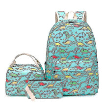 (Green)KINZON 3pcs/set School Backpack Nylon Daypack Schoolbag Bookbag Lunch Bag Pencil Case
