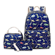 (Blue)KINZON 3pcs/set School Backpack Nylon Daypack Schoolbag Bookbag Lunch Bag Pencil Case