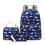 (Blue) KINZON 3pcs/set School Backpack Nylon Daypack Schoolbag Bookbag Lunch Bag Pencil Case 1