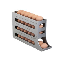 (Grey) Refrigerator Egg Dispenser Auto Rolling Rolldown Egg Holder 3 Tier Storage Rack Brand New