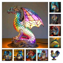 (mermaid)Animal Table Lamp Series Stained Stained Night Light Retro Desk Lamps Gift Tw