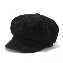 (Black) Women Vintage Corduroy Cap Leisure England Style Retro Octagonal Hat For Ladies Painter Winter