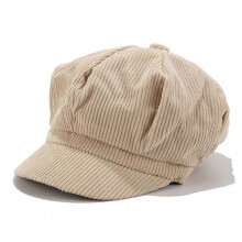 (Beige) Women Vintage Corduroy Cap Leisure England Style Retro Octagonal Hat For Ladies Painter Winter