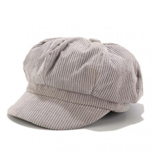 (Gray) Women Vintage Corduroy Cap Leisure England Style Retro Octagonal Hat For Ladies Painter Winter