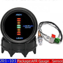 (Gauge and Sensor)2" 52mm Air Fuel Ratio Gauge 20:1~10:1 Auto Car AFR Meter Narrowband Oxygen Sensor 0258006028 for All Gasoline Car 12V