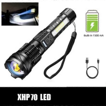 (color01)Powerful XHP50 LED Flashlight Waterproof 18650 Torch With Side Light 7 Modes Camping Fishing Lantern USB Rechargeable Zoom Lamp