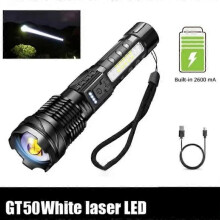 (color02)Powerful XHP50 LED Flashlight Waterproof 18650 Torch With Side Light 7 Modes Camping Fishing Lantern USB Rechargeable Zoom Lamp