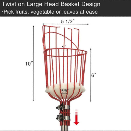 (65inch)Fruit Picker Pole Tool with Basket Telescoping Long Handle 1