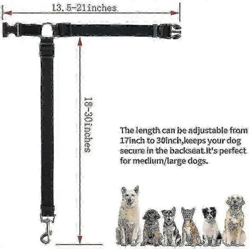 (Black)Pet Seat Belt For Car - Adjustable Dog Safety Harness With Elastic Buffer 2