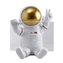(Seated) Resin Astronaut Figurine 6 Inch Photo Frame Picture Display Holder Statue Decor