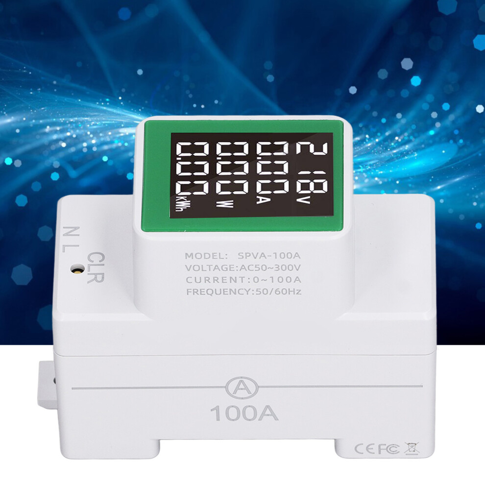 Digital Single Phase Energy Meter 50-300V 0-100A Ac Power Monitor 6911353863782