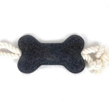 (Black) Rope Dog Tug Toy Felt Interactive Pet Dog Bone Puppy Dog Toys for Aggressive Chewers