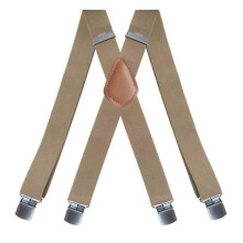 (beige) 3.5cm Wide Men's Suspenders Adjustable Trouser Straps Belt Casual Braces Suspenders  Work Outdoor