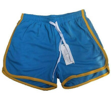 (M, light blue,yellow) Men's Quick-drying Shorts Mesh Straight Shorts Fitness Beach Sports Shorts
