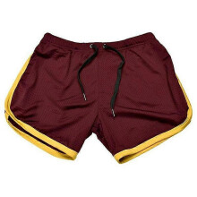 (XL, red,yellow) Men's Quick-drying Shorts Mesh Straight Shorts Fitness Beach Sports Shorts