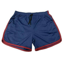 (L, navy,red) Men's Quick-drying Shorts Mesh Straight Shorts Fitness Beach Sports Shorts