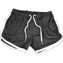 (2XL, black,white) Men's Quick-drying Shorts Mesh Straight Shorts Fitness Beach Sports Shorts