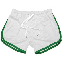 (2XL, white,green) Men's Quick-drying Shorts Mesh Straight Shorts Fitness Beach Sports Shorts