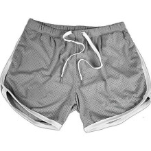 (2XL, light grey) Men's Quick-drying Shorts Mesh Straight Shorts Fitness Beach Sports Shorts