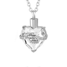 (Dark Green)Ashes Urn Necklace Cremation Jewelry Heart Pendent For Ashes Memorial Locket