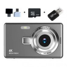 (32G Memory,Grey)Beginner Friendly 4K Digital Camera with 16x Zoom Compact Photography Camera for Birthday Gifts