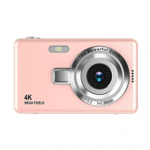 (No TF Card,Pink)Beginner Friendly 4K Digital Camera with 16x Zoom Compact Photography Camera for Birthday Gifts