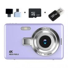(32G Memory,Purple)Beginner Friendly 4K Digital Camera with 16x Zoom Compact Photography Camera for Birthday Gifts