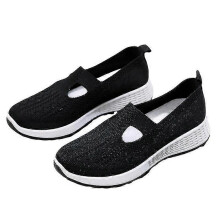 (37,BLACK)Breathable Soft Sole Orthopedic Casual Shoes Women's Woven Orthopedic Shoes