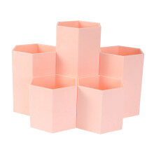 1St Roze Hexagon Penhouder Desktop Organizer Plastic Bewaarbox