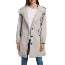 (M,Gray)"Women's Hooded Windbreaker Jackets Casual Long Coat Loose Outdoor Waterproof Long Sleeve Outwear" e