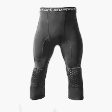 (M, Black) Basketball Leggings With Knee Pad For Men 3/4 Compression Trousers Sports Professional Knee Pads Anti-collision