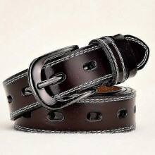 (110cm, JV008-Coffee) Women's Needle Buckle Belt - 5 Colors, Cutout Fashion Belt for Women
