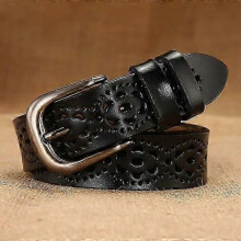 (115CM, JV012- black) Women's Needle Buckle Belt - 5 Colors, Cutout Fashion Belt for Women