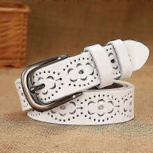 (115CM, JV012-white) Women's Needle Buckle Belt - 5 Colors, Cutout Fashion Belt for Women
