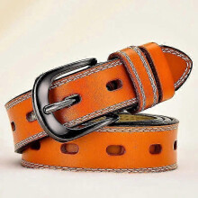 (90cm, JV008-Orange) Women's Needle Buckle Belt - 5 Colors, Cutout Fashion Belt for Women