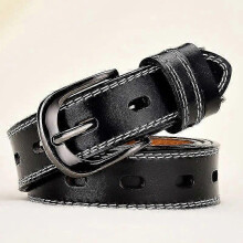 (105CM, JV008-black) Women's Needle Buckle Belt - 5 Colors, Cutout Fashion Belt for Women