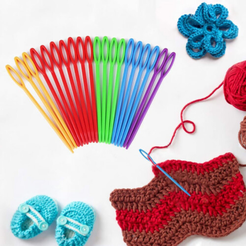 100Stk Kunststoff Große Nadeln Stricken Häkeln 2