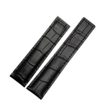 (20mm, black no buckle) Tag Heuer Genuine Leather Watchband Bracelet - Black/Red/Black Fold Buckle Strap for Men's Wristwatches (19mm, 20mm, 22mm)